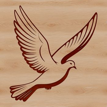 A stylized illustration of a dove with outstretched wings, created using scalable graphics technology.