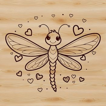 A colorful illustration of an animal with love hearts surrounding it.