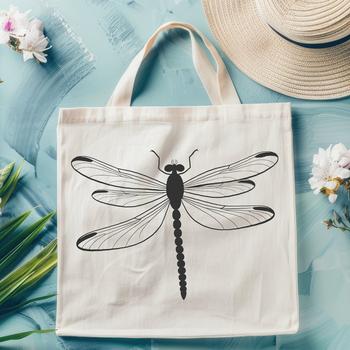 A detailed, scalable design of a dragonfly, suitable for various applications including digital design and craft projects.