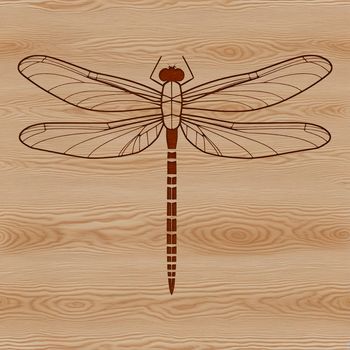 A colorful dragonfly in mid-flight, depicted as a simple yet detailed vector graphic.