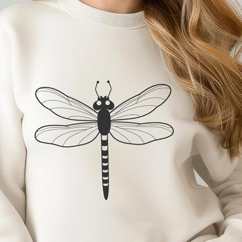 A colorful illustration of a dragonfly in flight, created as a scalable vector graphic.