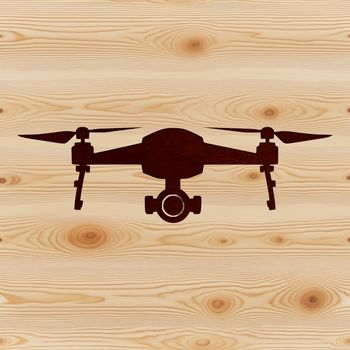 A detailed illustration of a modern drone with rotors and a sleek body.