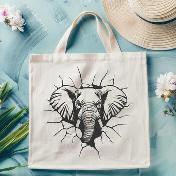 An illustration of a large elephant breaking through a brick wall.