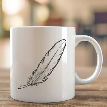 Vector graphic design element featuring a detailed feather.