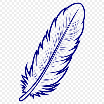 Vector graphic representation of a single feather, suitable for digital designs.