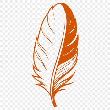 A detailed illustration of a single white feather with intricate details.