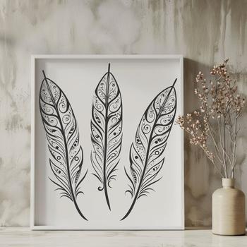 A single bird feather with detailed texture and shape.