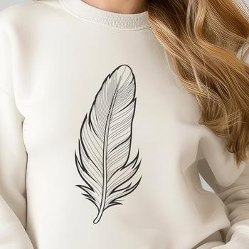 A single white feather in a simple design format suitable for digital cutting machines like Cricut.