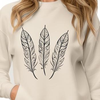 A vector illustration of a single white bird feather with delicate curves and details.