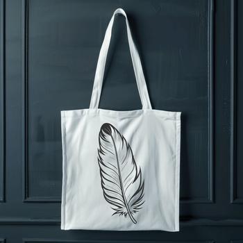A single white feather with soft, rounded edges, suitable for digital design projects.