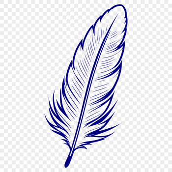 A single white feather with rounded edges and subtle texture, created as a vector design.