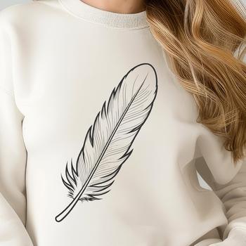 A single white feather with delicate details, suitable for vector design projects.