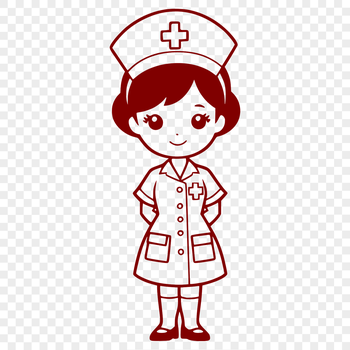 Female nurse depicted in full body attire, suitable for medical or healthcare related projects.
