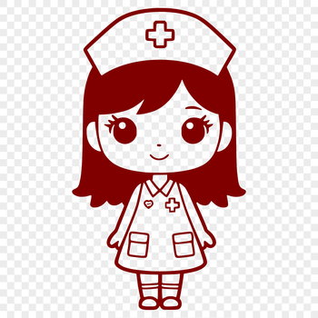 A female figure dressed in a nurse's uniform, suitable for vector design and cutting machine use.