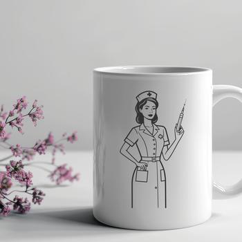A female nurse in a professional setting, created as an SVG vector image.