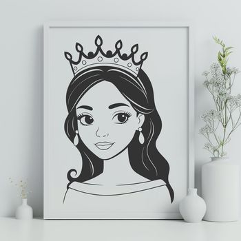 A female character in a princess costume, designed as vector art for digital and commercial use.