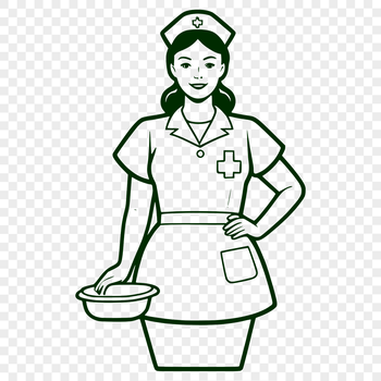 A vector illustration of a female nurse in her uniform.