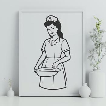A female healthcare professional in a nurse's uniform, suitable for vector graphics design.
