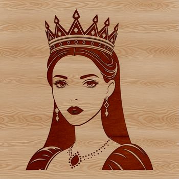 An illustrated female figure in a royal gown, suitable for vector design and cutting machine stencils.