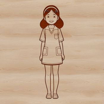 A young female figure, created as a vector graphic, suitable for use in digital design projects.