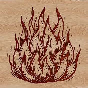 Vector graphic design featuring abstract shapes resembling fire and heat.