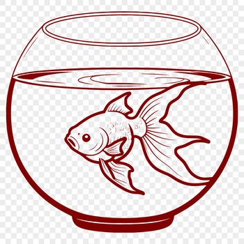 An illustration of a single goldfish with detailed scales and fins in various colors.