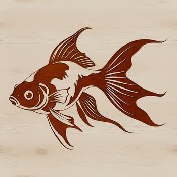 A colorful illustration of a swimming goldfish in the water.