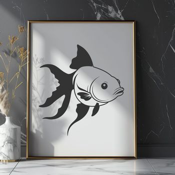A colorful illustration of a goldfish swimming in a circular shape, suitable for clip art and vector design.