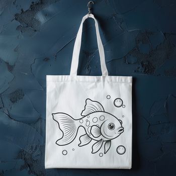 A stylized illustration of a goldfish in various colors.