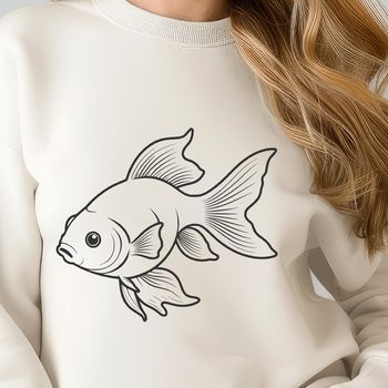 A digital illustration of a goldfish in profile.