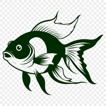 A colorful illustration of a domesticated goldfish swimming in water.