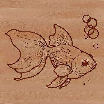 A simple line drawing illustration of a goldfish.