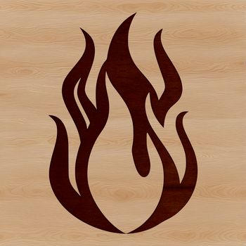 A stylized graphic illustration of dancing flames in a circular shape, suitable for vector design.