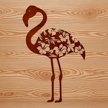 A stylized illustration of a flamingo bird in a wild setting, suitable for digital design projects.