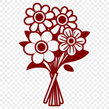 A vibrant bouquet of flowers arranged in a decorative shape, suitable for wedding invitations or Mother's Day designs.