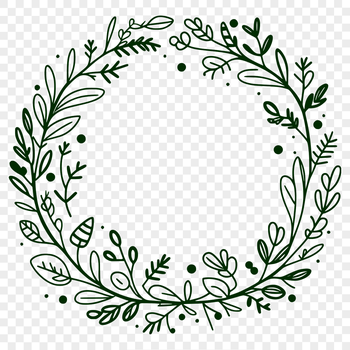 Ornate wreath illustration suitable for digital cutting machines like Cricut.