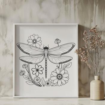 A colorful dragonfly illustration in vector format, featuring intricate details.