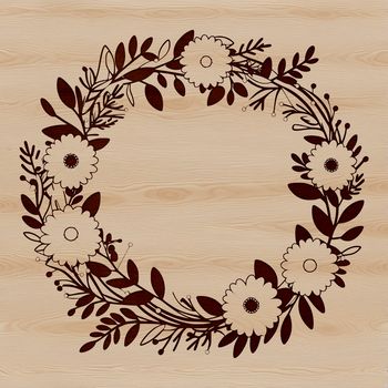 A floral wreath design made from vector lines and shapes.