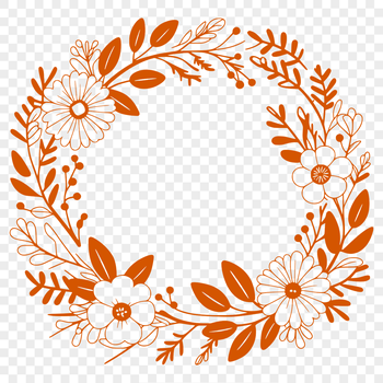 A hand-drawn floral wreath design made with vector art.