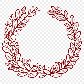 A hand-drawn floral wreath made from intricate curves and shapes.