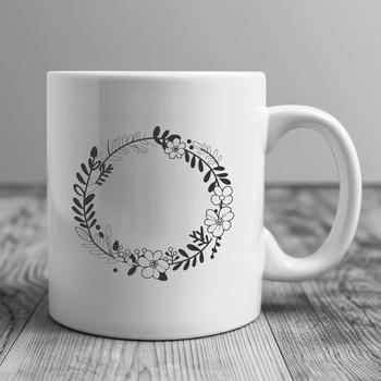 A hand-drawn floral wreath design created as a vector graphic.