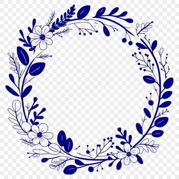 A hand-drawn floral wreath design made in vector format.
