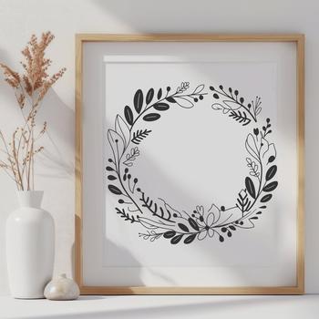 A digital floral wreath design made using vector art.