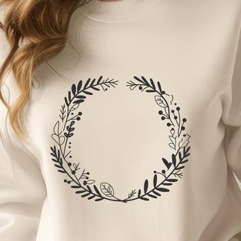 A decorative floral wreath design made from interconnected elements in vector format.