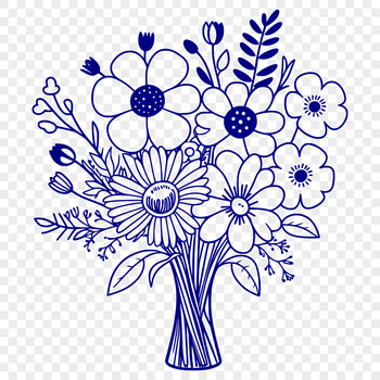 Floral bouquet design made up of various flowers in a symmetrical arrangement.