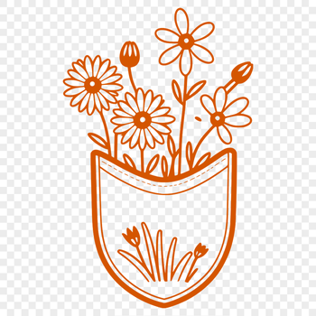 A delicate floral design featuring a stylized flower pocket, suitable for various crafting projects.