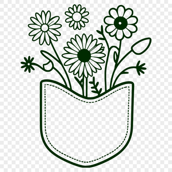 A digital floral pocket design featuring a stylized wild flower arrangement.
