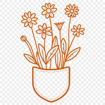 An illustration of a floral pocket design featuring a stylized wild flower motif.