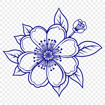 A stylized vector design featuring a single cherry blossom flower in full bloom against a minimalist background.