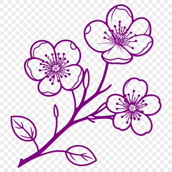 Close-up of a single Japanese cherry blossom with delicate petals and green stem.